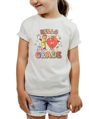 Hello My Grade Retro Back to School Kids' Short Sleeve Distressed Graphic T-Shirt - Sydney So Sweet