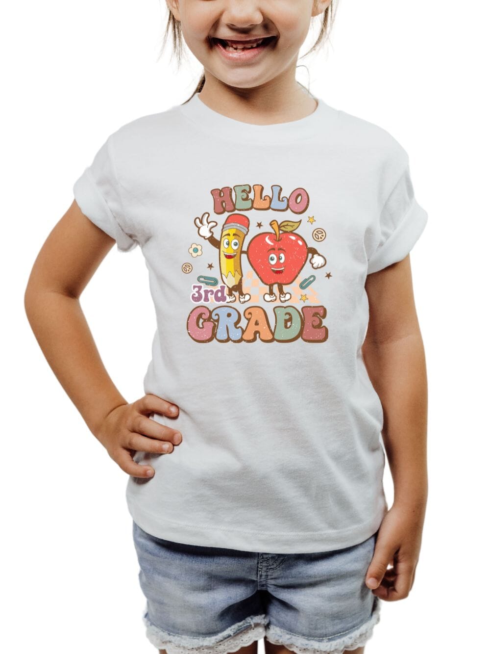 Hello My Grade Retro Back to School Kids' Short Sleeve Distressed Graphic T-Shirt - Sydney So Sweet