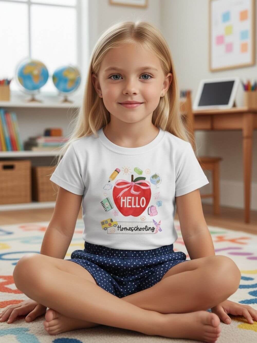 Hello Homeschooling Preppy Coquette Apple Graphic Tee Back to School Homeschool Grade T-Shirt