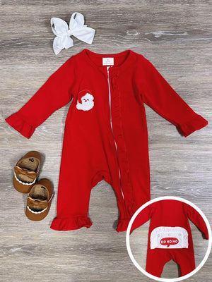 Ho Ho Ho Red Santa Claus Christmas Baby Romper - Sydney So Sweet