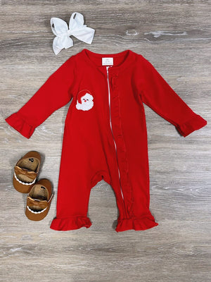 Ho Ho Ho Red Santa Claus Christmas Baby Romper - Sydney So Sweet