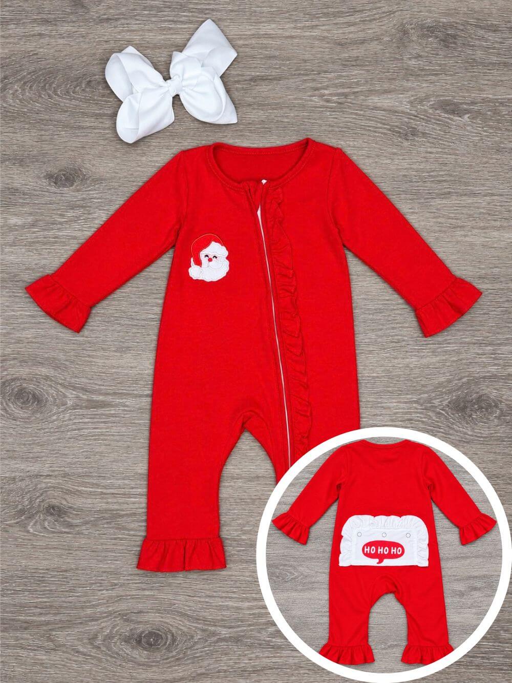 Ho Ho Ho Santa Baby Christmas Zip Up Baby Romper