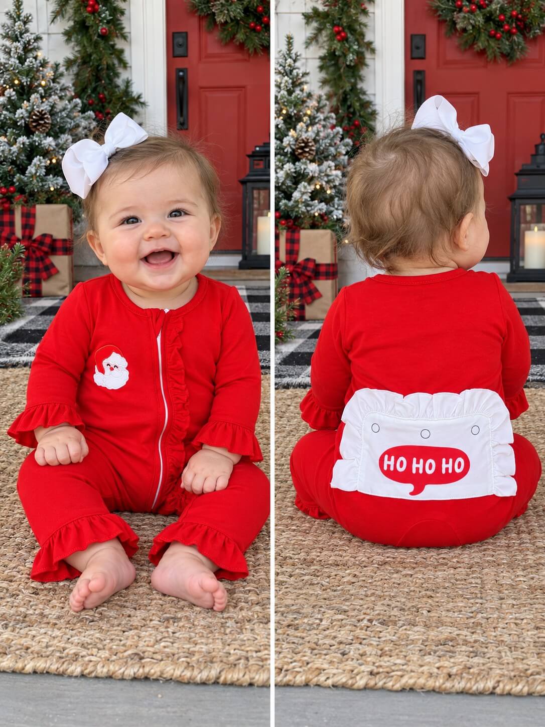 Ho Ho Ho Santa Baby Christmas Zip Up Baby Romper