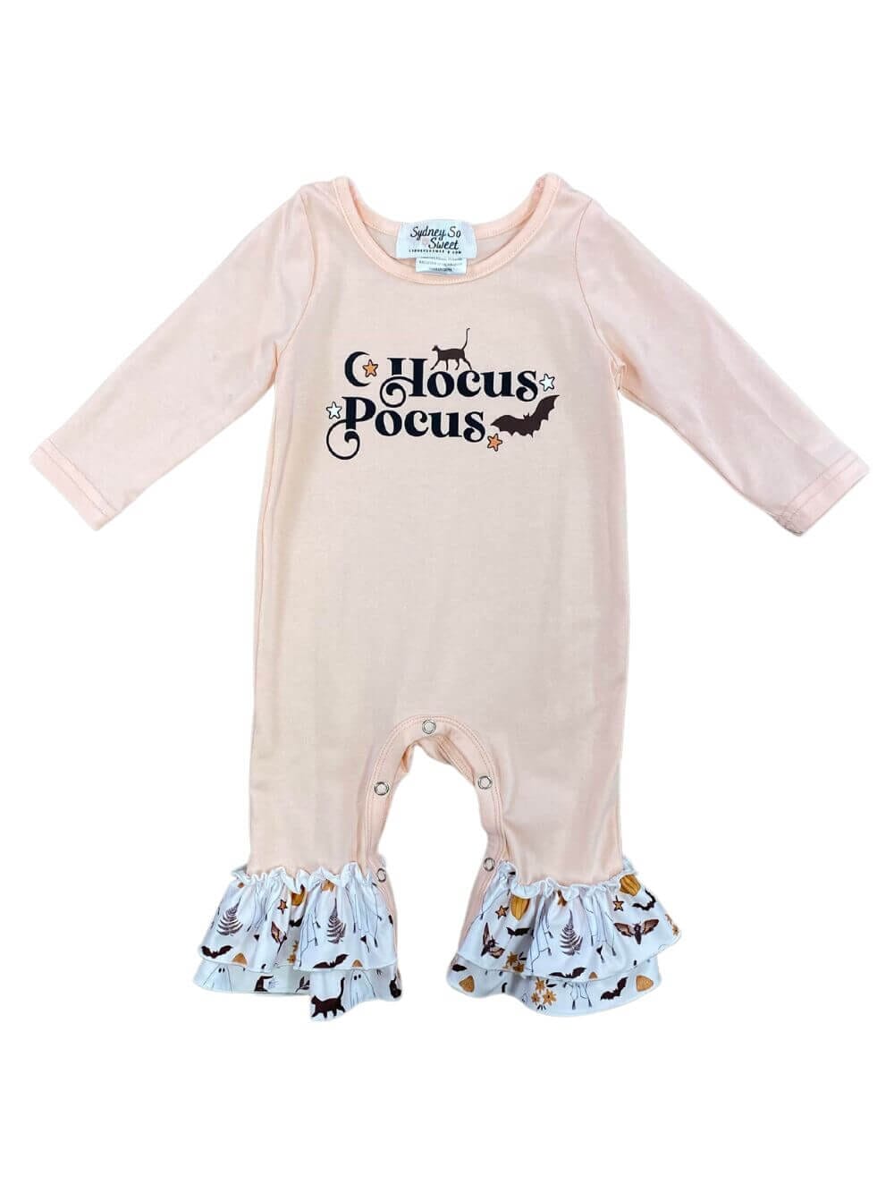 Hocus Pocus Peachy Pink Girls Baby Romper - Sydney So Sweet