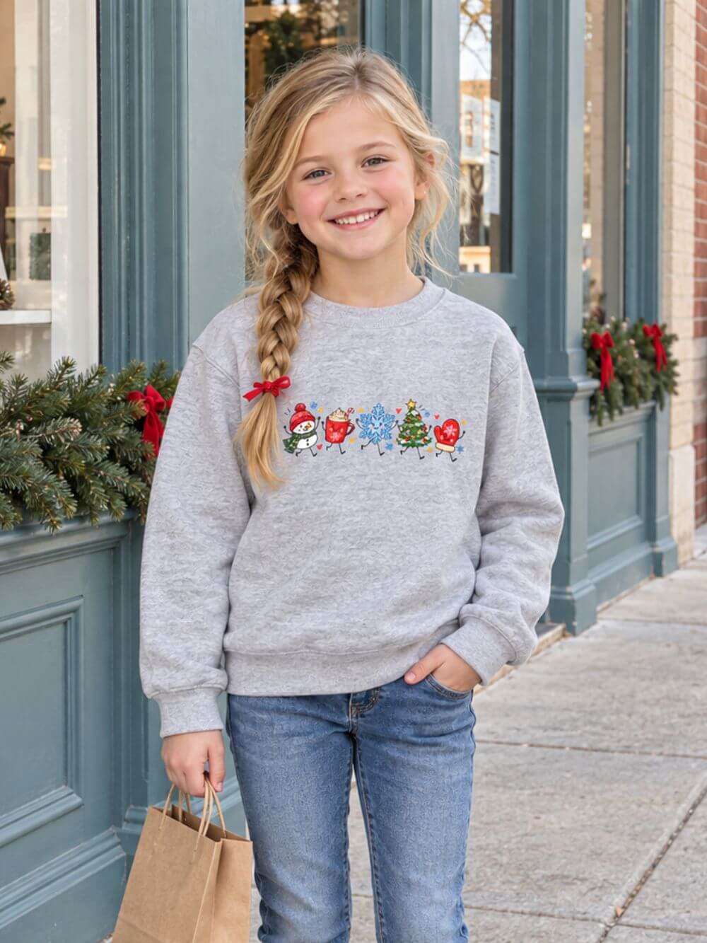 Winter Doodles Christmas Crewneck Youth Sweatshirt