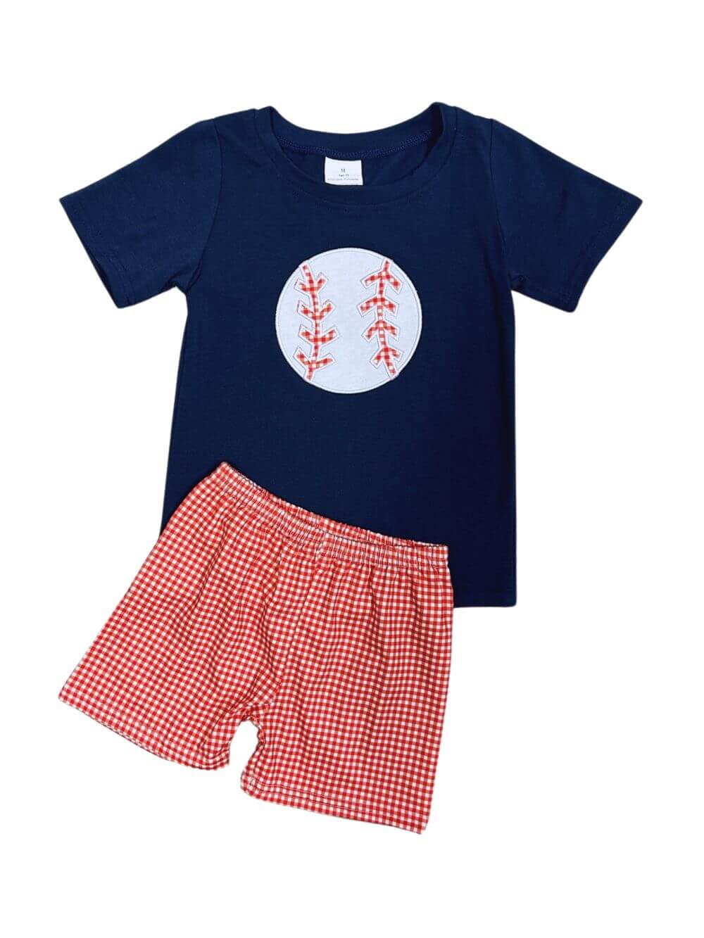 Home Run Hero Boys Navy & Red Baseball Shorts Set - Sydney So Sweet