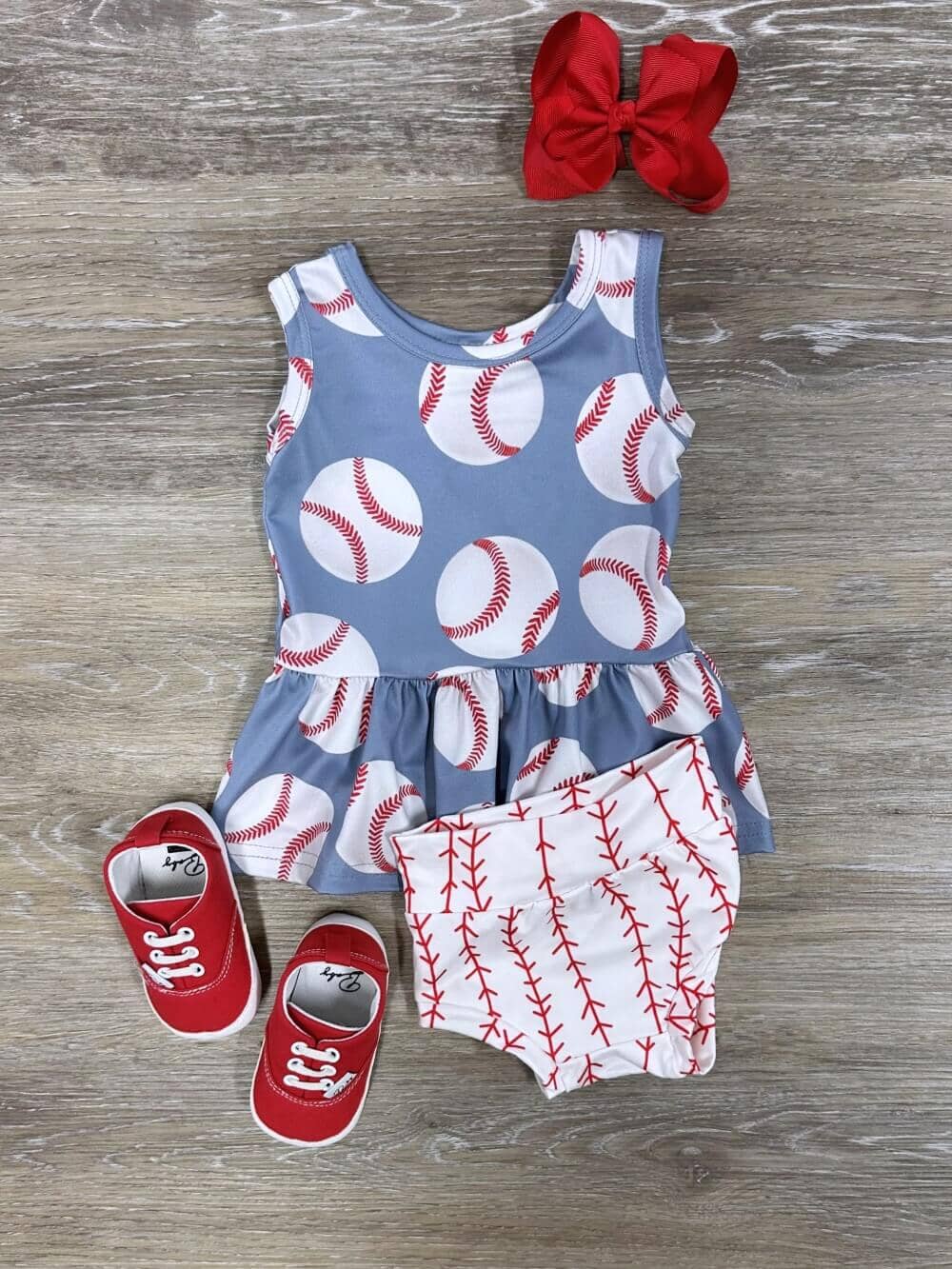 Homerun Baseball Baby Tank Tunic &amp; Bummies Set - Sydney So Sweet