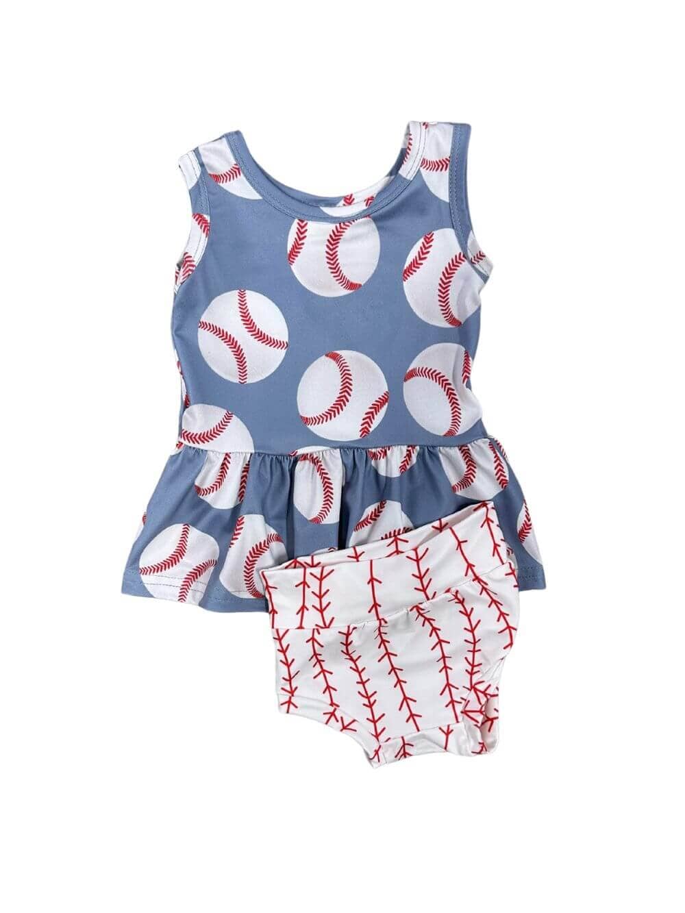 Homerun Baseball Baby Tank Tunic & Bummies Set - Sydney So Sweet