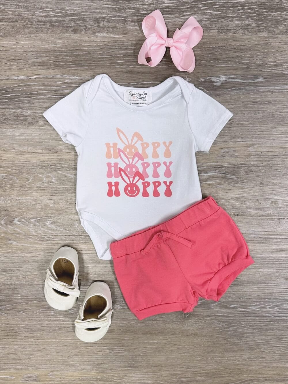 Hoppy Hoppy Hot Pink Bunny Two Piece Baby Easter Bloomer Outfit - Sydney So Sweet