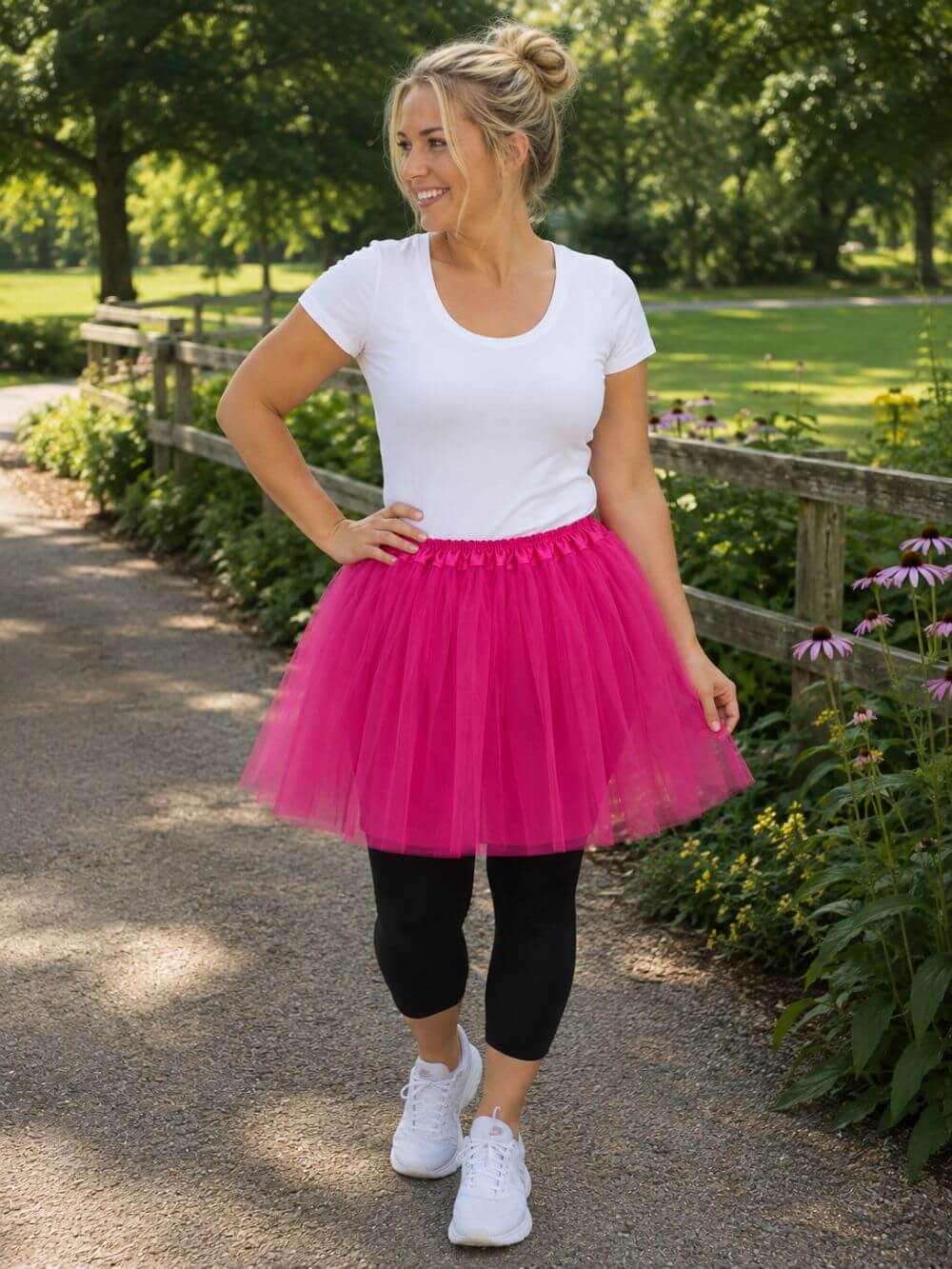 Hot Pink Tutu Skirt for Women – 3-Layer Tulle Ballet Skirt for Costume, Dress-Up, Dance, & Cosplay