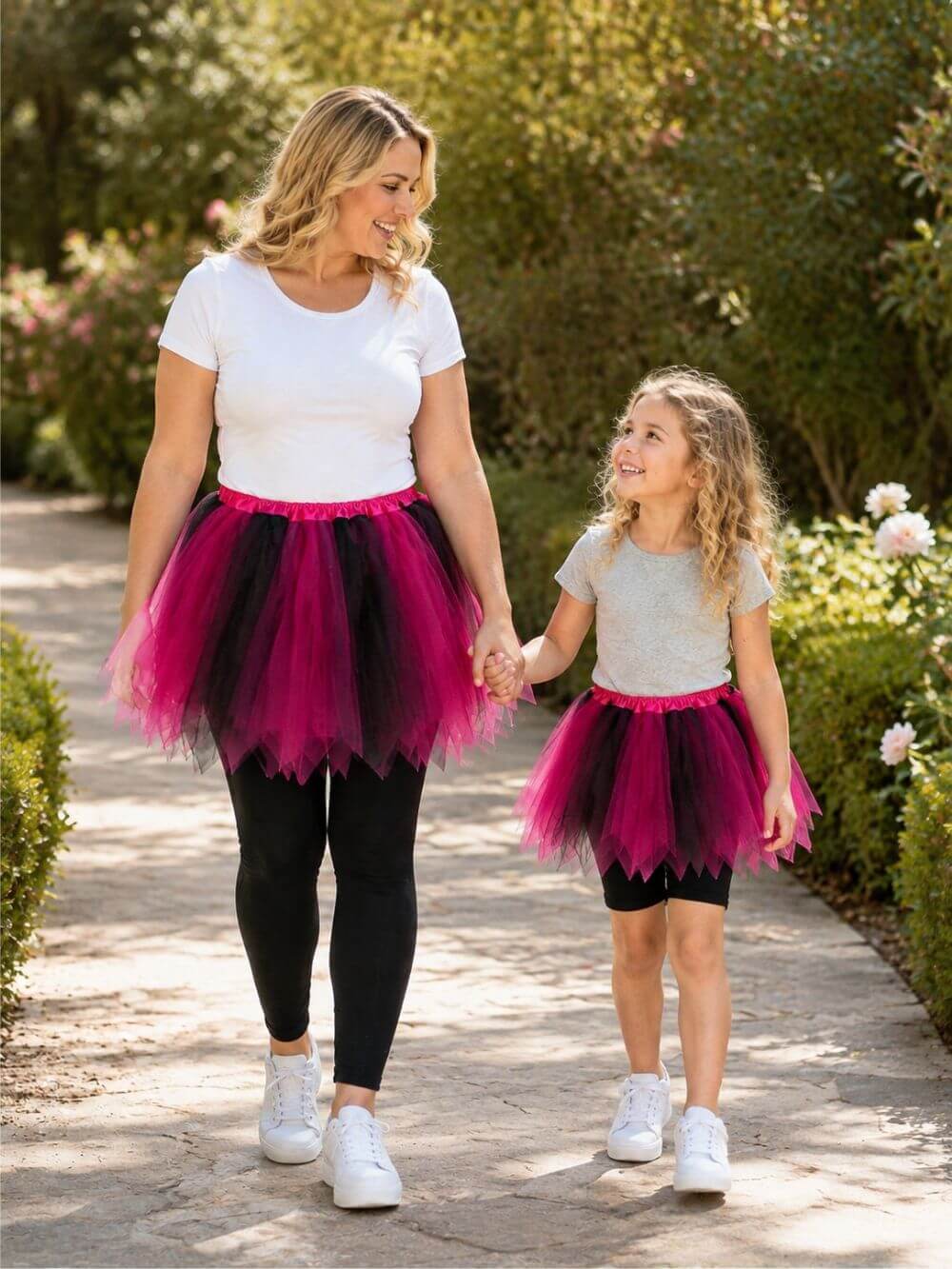 Hot Pink & Black Fairy Costume Pixie Tutu Skirt for Kids, Adults, Plus