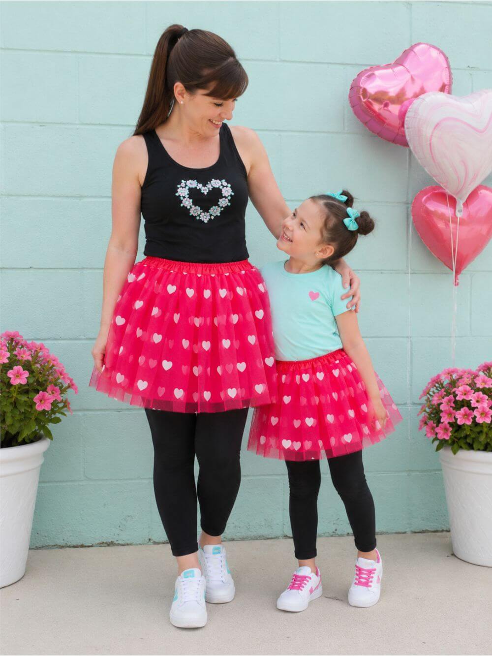 Hot Pink Heart Valentine's Day Tutu Skirt Costume for Toddler, Girls, Women, Plus