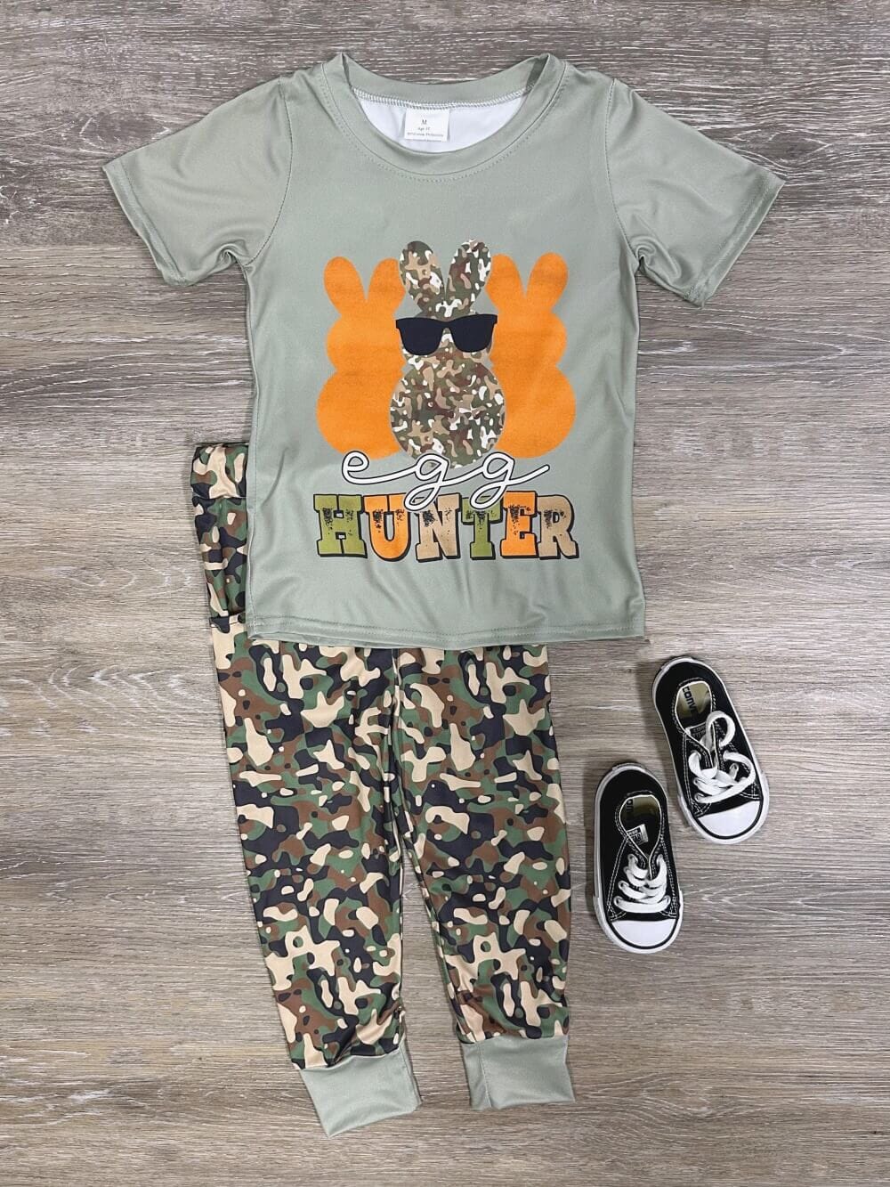 Egg Hunter Boys 2 Piece Peeps Top & Camo Pants Outfit - Sydney So Sweet