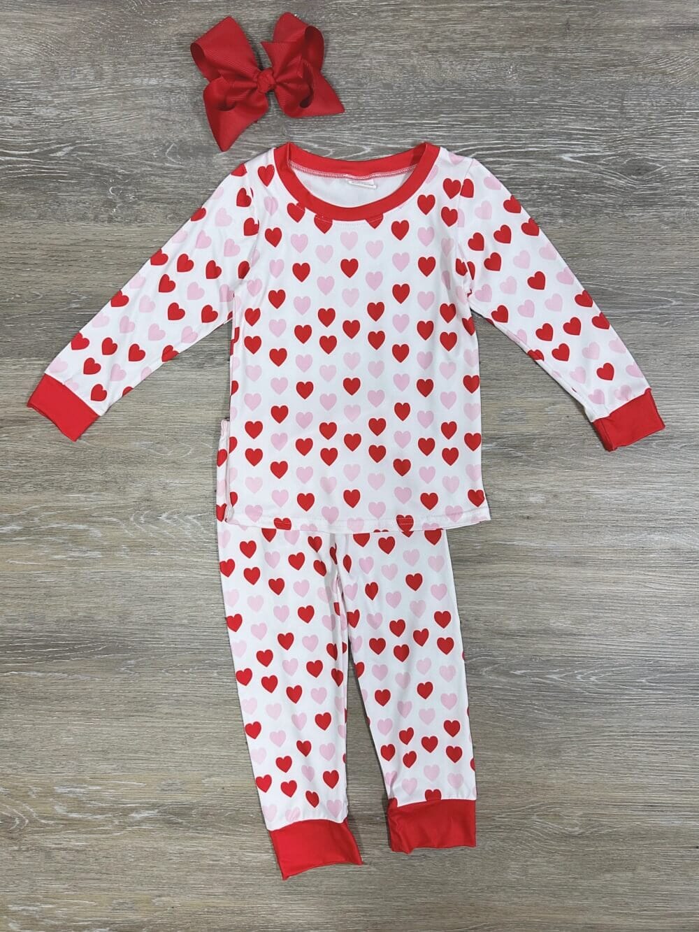 I Heart You Red Trim Girls or Boys Valentine's Day Lounge Set - Sydney So Sweet