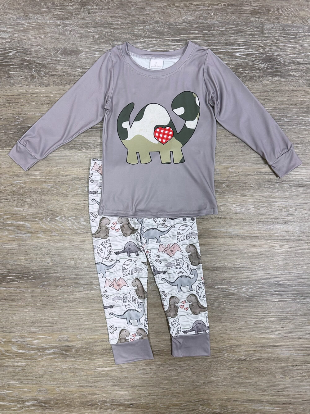 I Love Dinosaurs Gray Boys Long Sleeve Pajamas - Sydney So Sweet