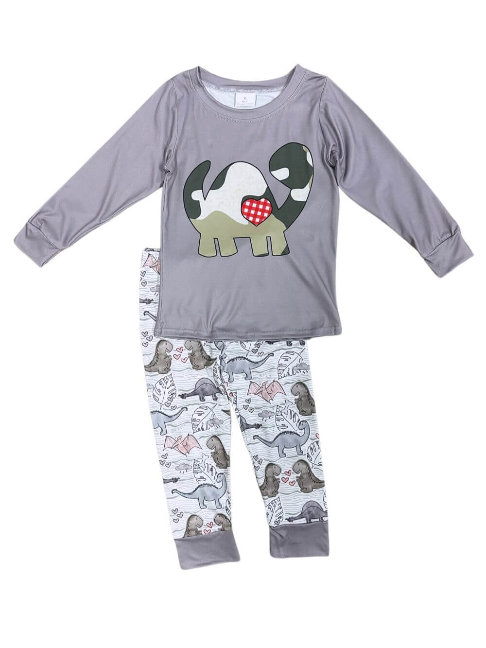 I Love Dinosaurs Gray Boys Long Sleeve Pajamas - Sydney So Sweet