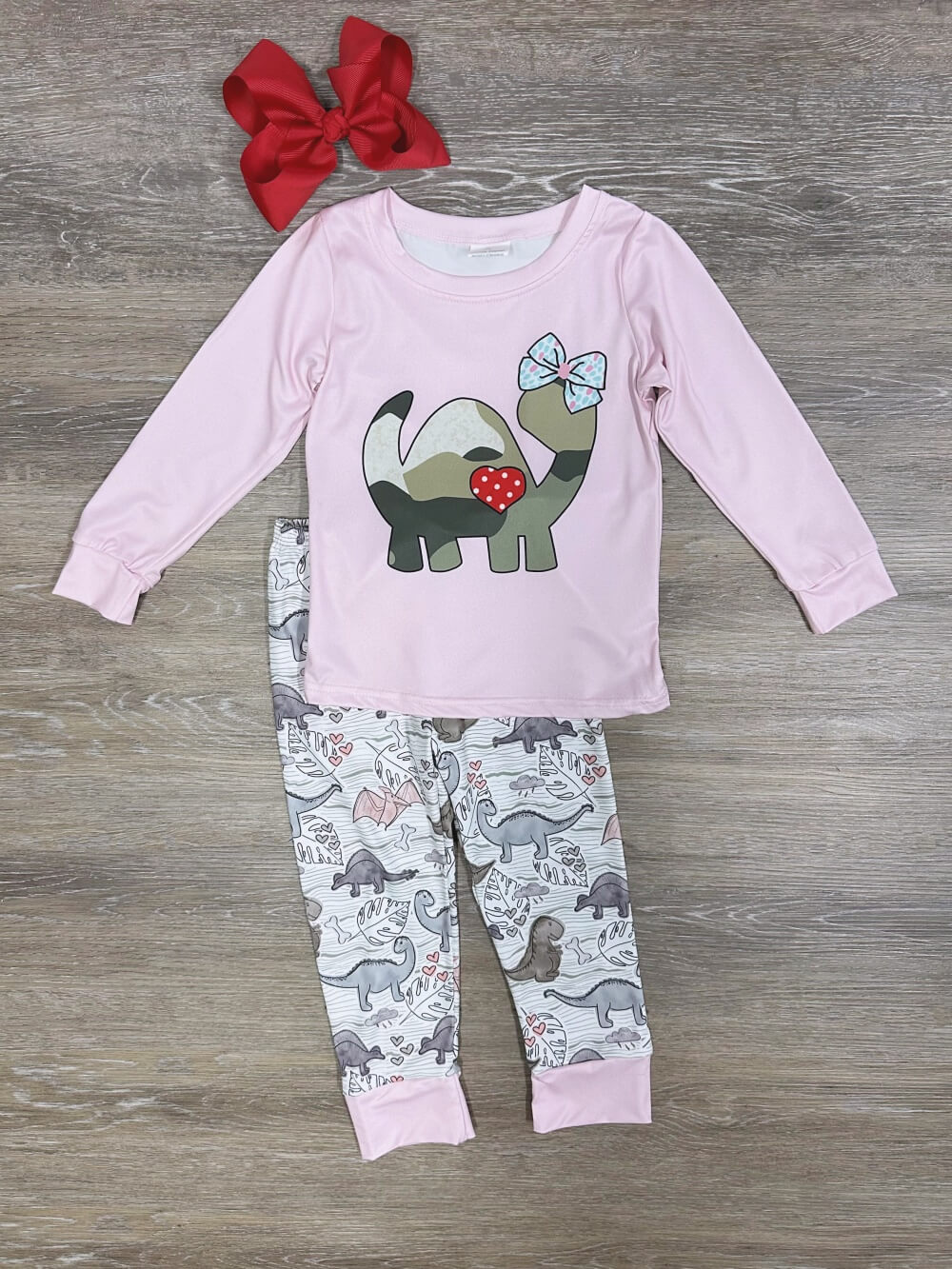 I Love Dinosaurs Pink Girls Long Sleeve Pajamas - Sydney So Sweet