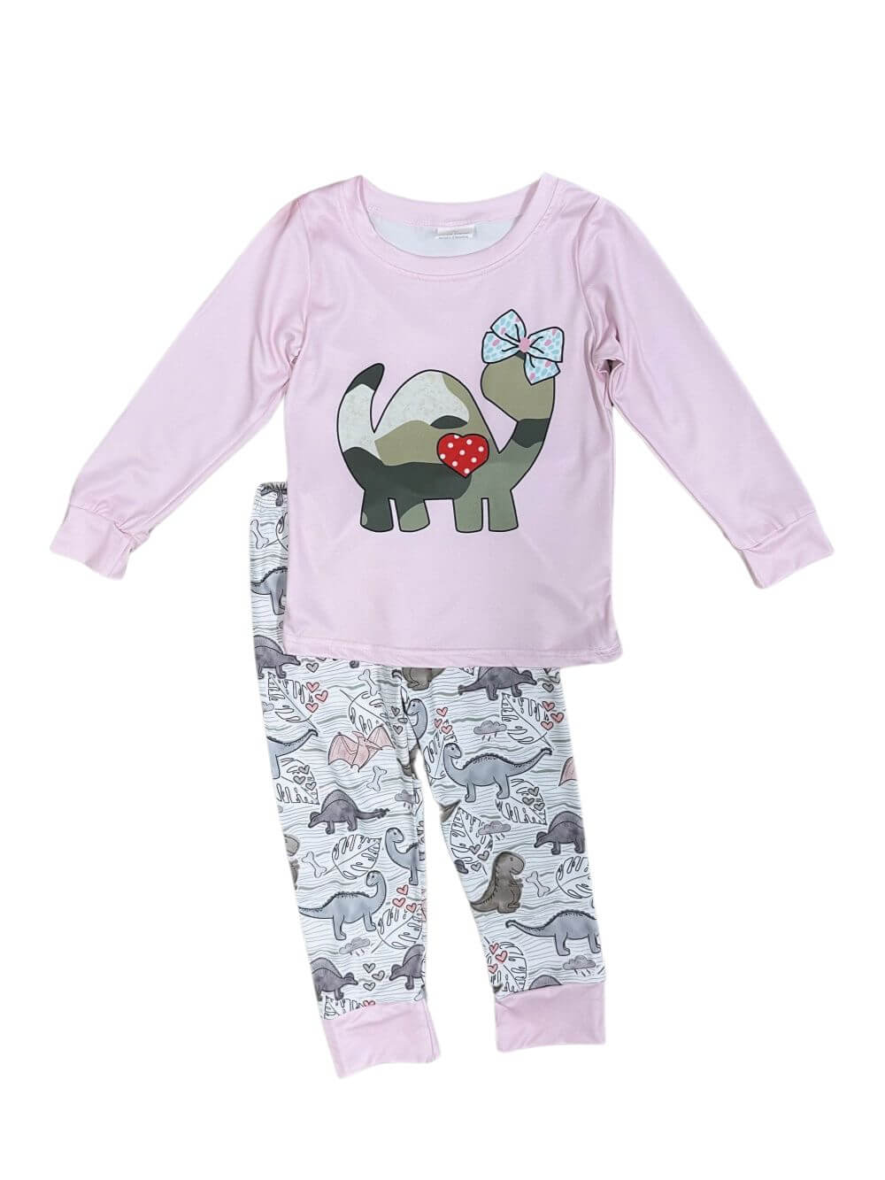 I Love Dinosaurs Pink Girls Long Sleeve Pajamas - Sydney So Sweet