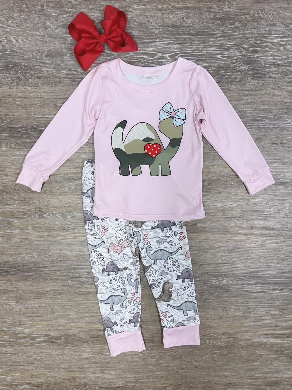 I Love Dinosaurs Pink Girls Long Sleeve Lounge Set - Sydney So Sweet
