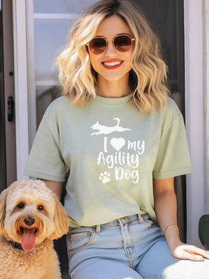 I Love My Agility Dog Comfort Colors Cotton Women's Short Sleeve Graphic T-Shirt - Sydney So Sweet