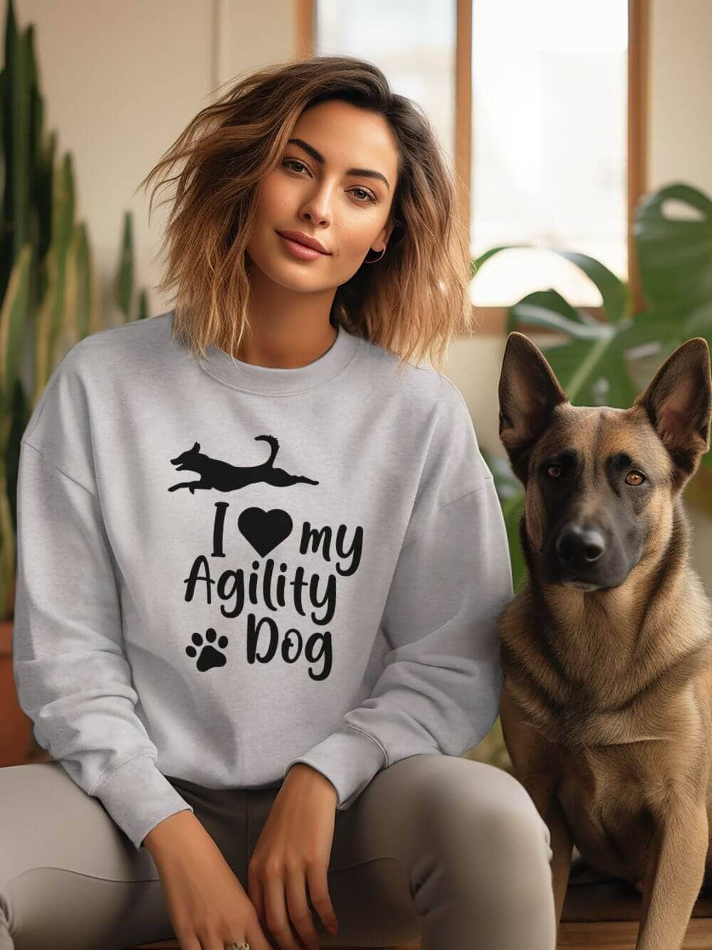 I Love My Agility Dog Cotton Women's Long Sleeve Graphic Sweatshirt - Sydney So Sweet