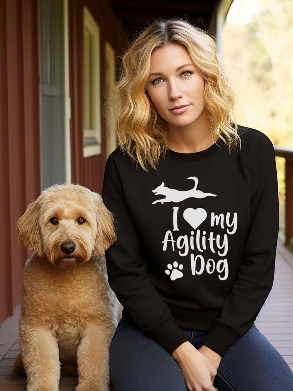 I Love My Agility Dog Cotton Women's Long Sleeve Graphic Sweatshirt - Sydney So Sweet