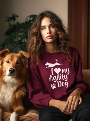 I Love My Agility Dog Cotton Women's Long Sleeve Graphic Sweatshirt - Sydney So Sweet