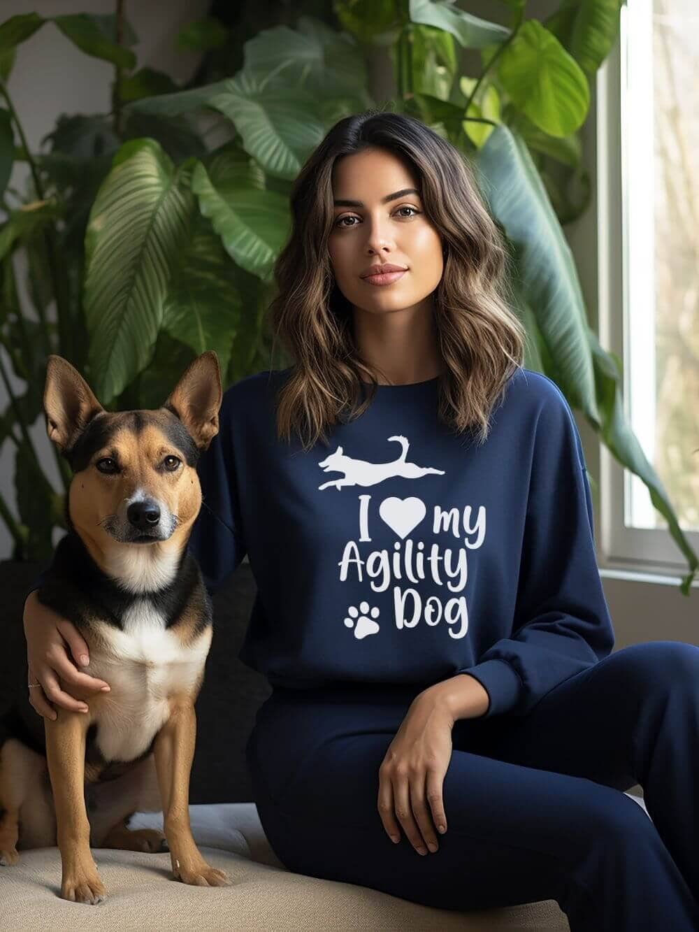 I Love My Agility Dog Cotton Women's Long Sleeve Graphic Sweatshirt - Sydney So Sweet