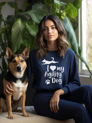 I Love My Agility Dog Cotton Women's Long Sleeve Graphic Sweatshirt - Sydney So Sweet