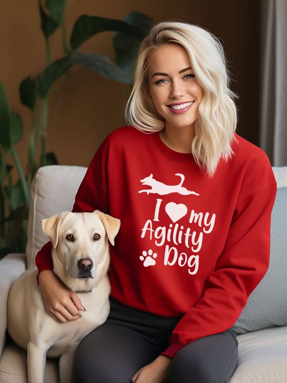 I Love My Agility Dog Cotton Women's Long Sleeve Graphic Sweatshirt - Sydney So Sweet