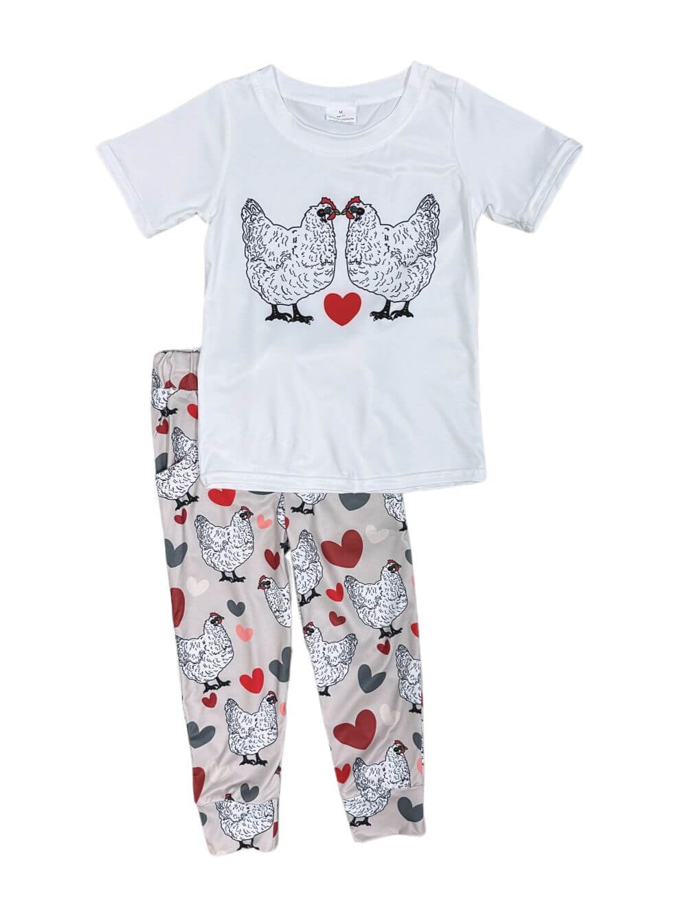 I Peck You to Be My Valentine Girls or Boys Chicken Joggers Outfit - Sydney So Sweet