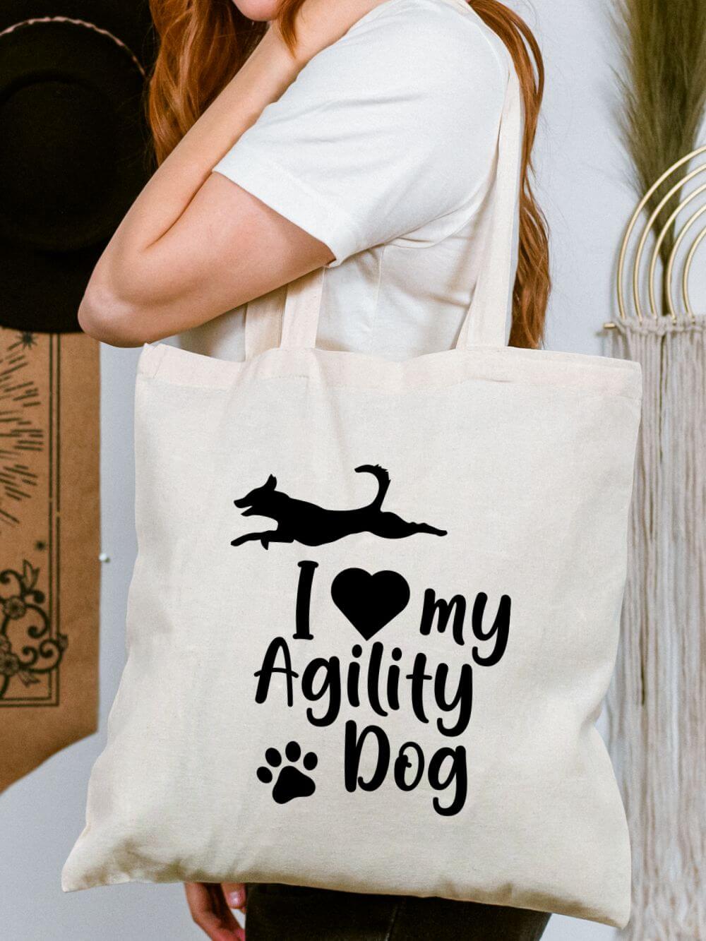 I Love My Agility Dog Canvas Tote Bag