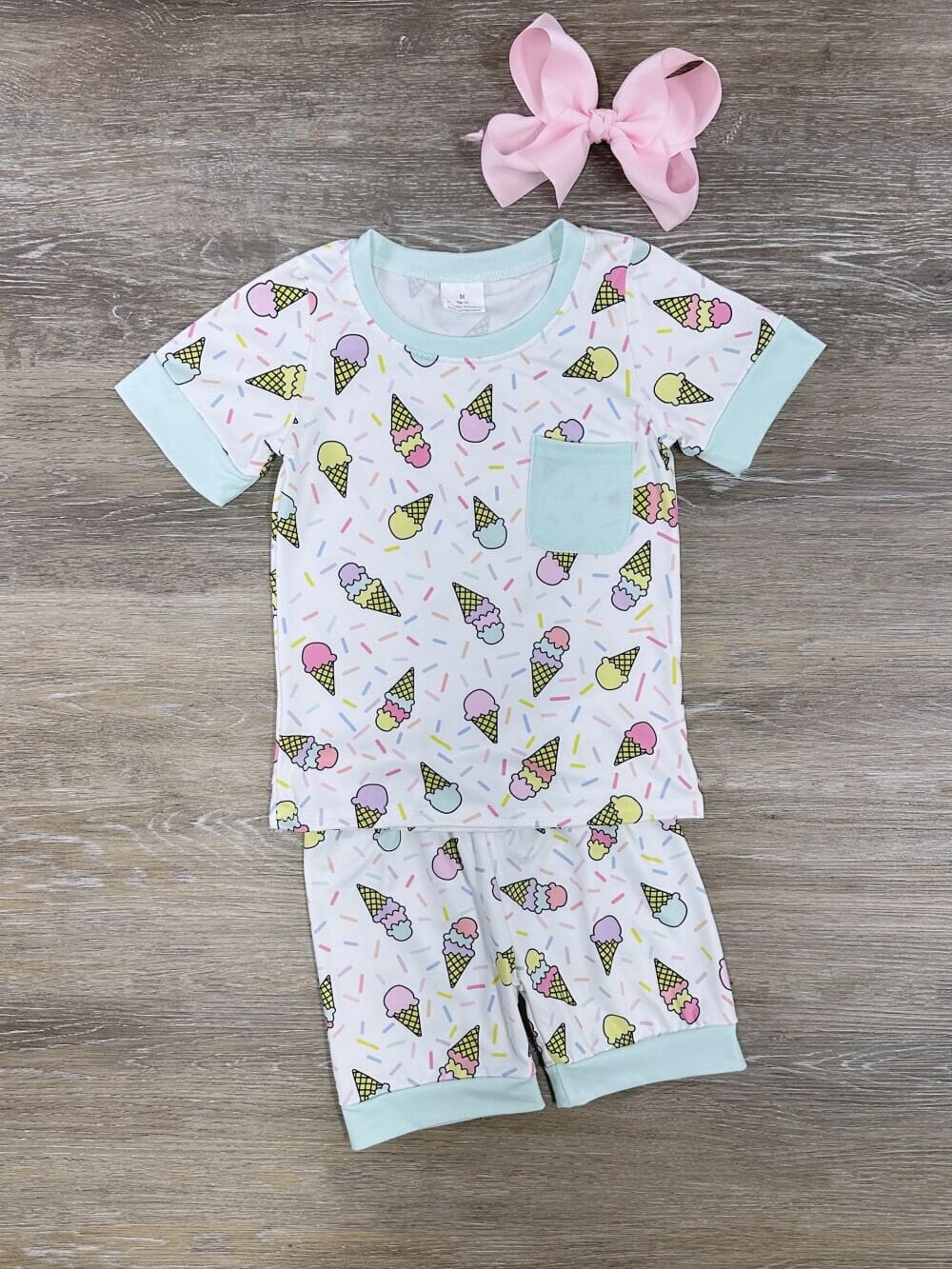 Ice Cream All Night Girls Short Sleeve Pajama Set - Sydney So Sweet