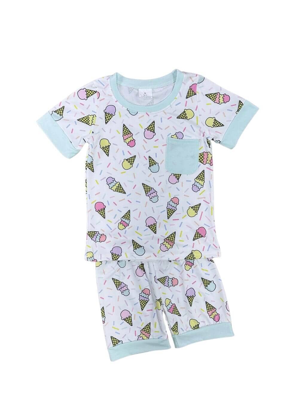 Ice Cream All Night Girls Short Sleeve Pajama Set - Sydney So Sweet