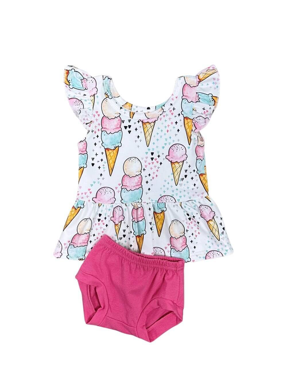 One of a Kind - Ice Cream Summer 2 Piece Baby Bummies Set Size 3-6 Months - Sydney So Sweet