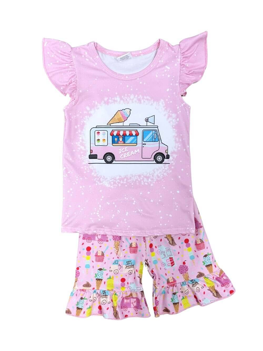 Ice Cream Truck Pink Acid Wash Shorts Outfit - Sydney So Sweet