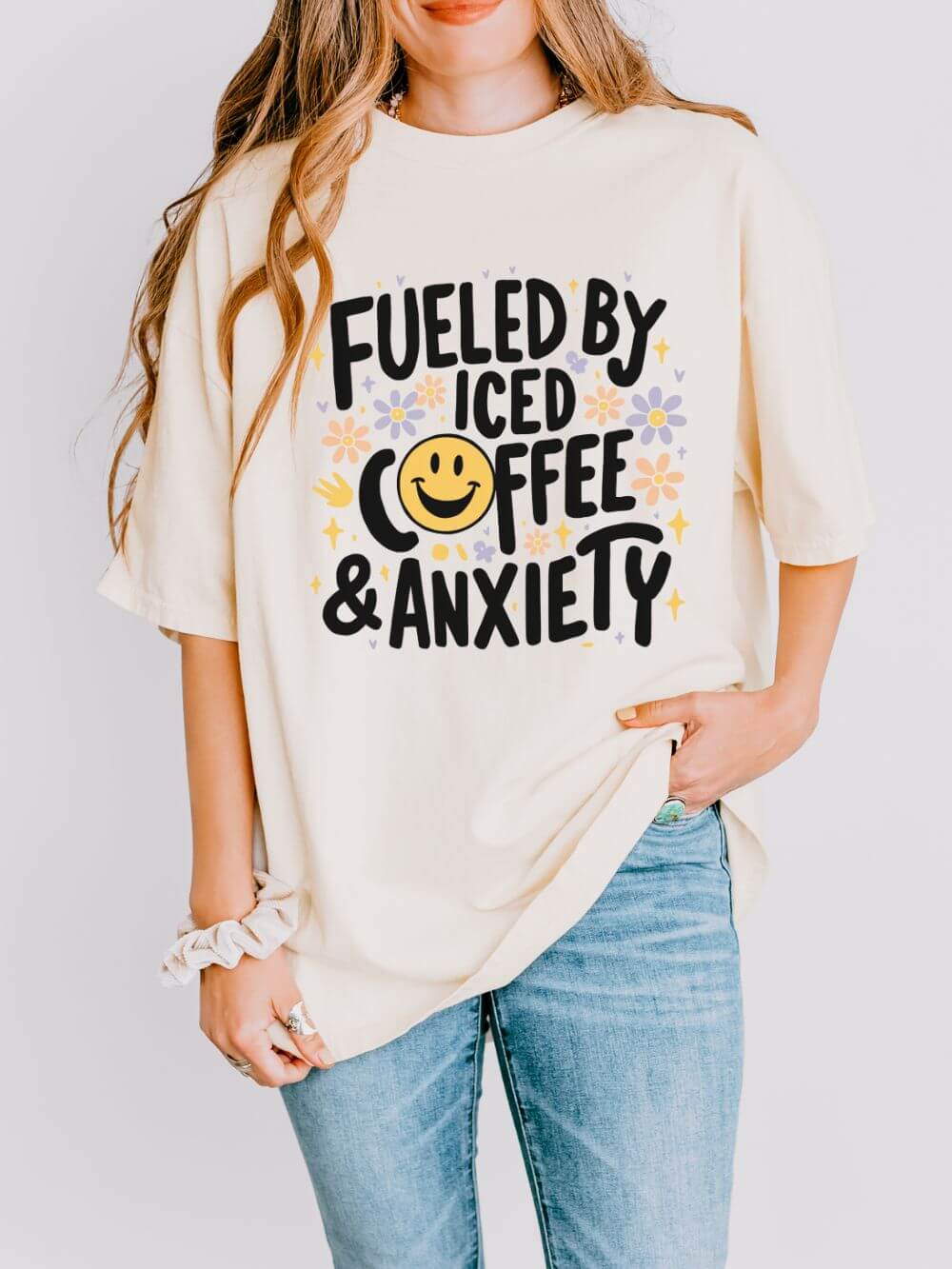 Iced Coffee & Anxiety T-Shirt Fueled By Iced Coffee Graphic Tee