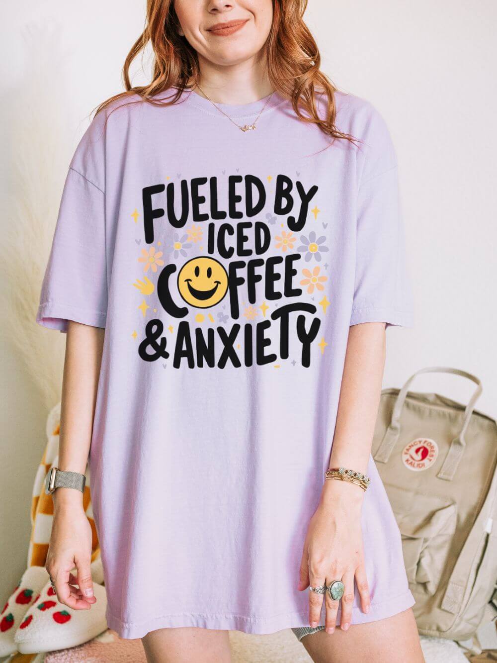 Iced Coffee & Anxiety T-Shirt Fueled By Iced Coffee Graphic Tee