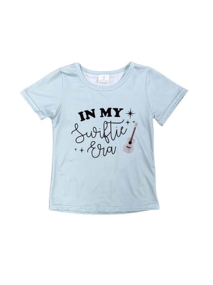 In My Swiftie Era Girls Light Blue Short Sleeve Shirt - Sydney So Sweet