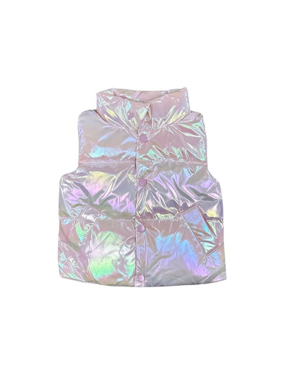 Girls Iridescent Puffer Vest - Blush - Sydney So Sweet