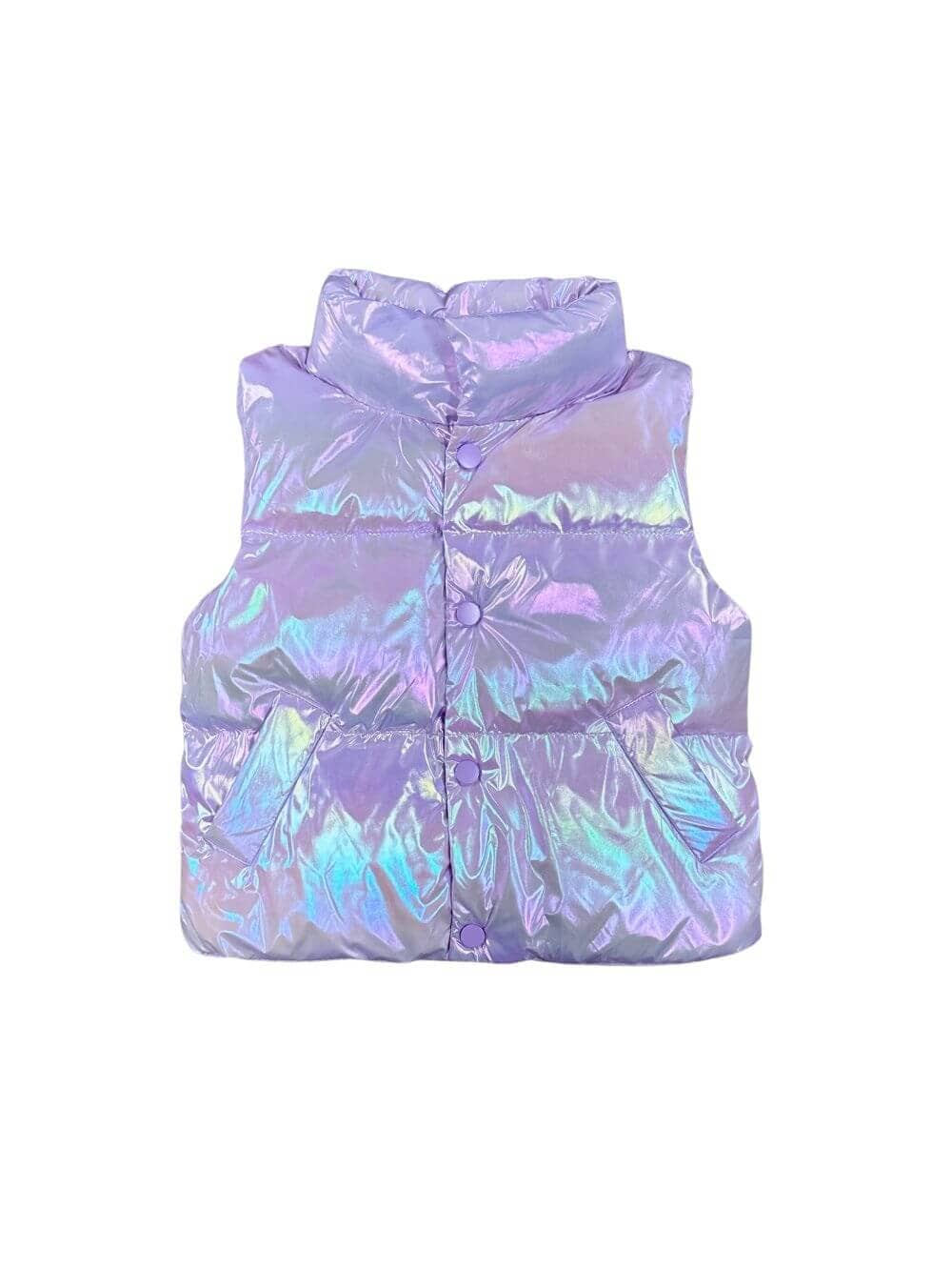 Girls Iridescent Puffer Vest - Lilac