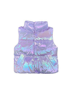 Girls Iridescent Puffer Vest - Lilac - Sydney So Sweet