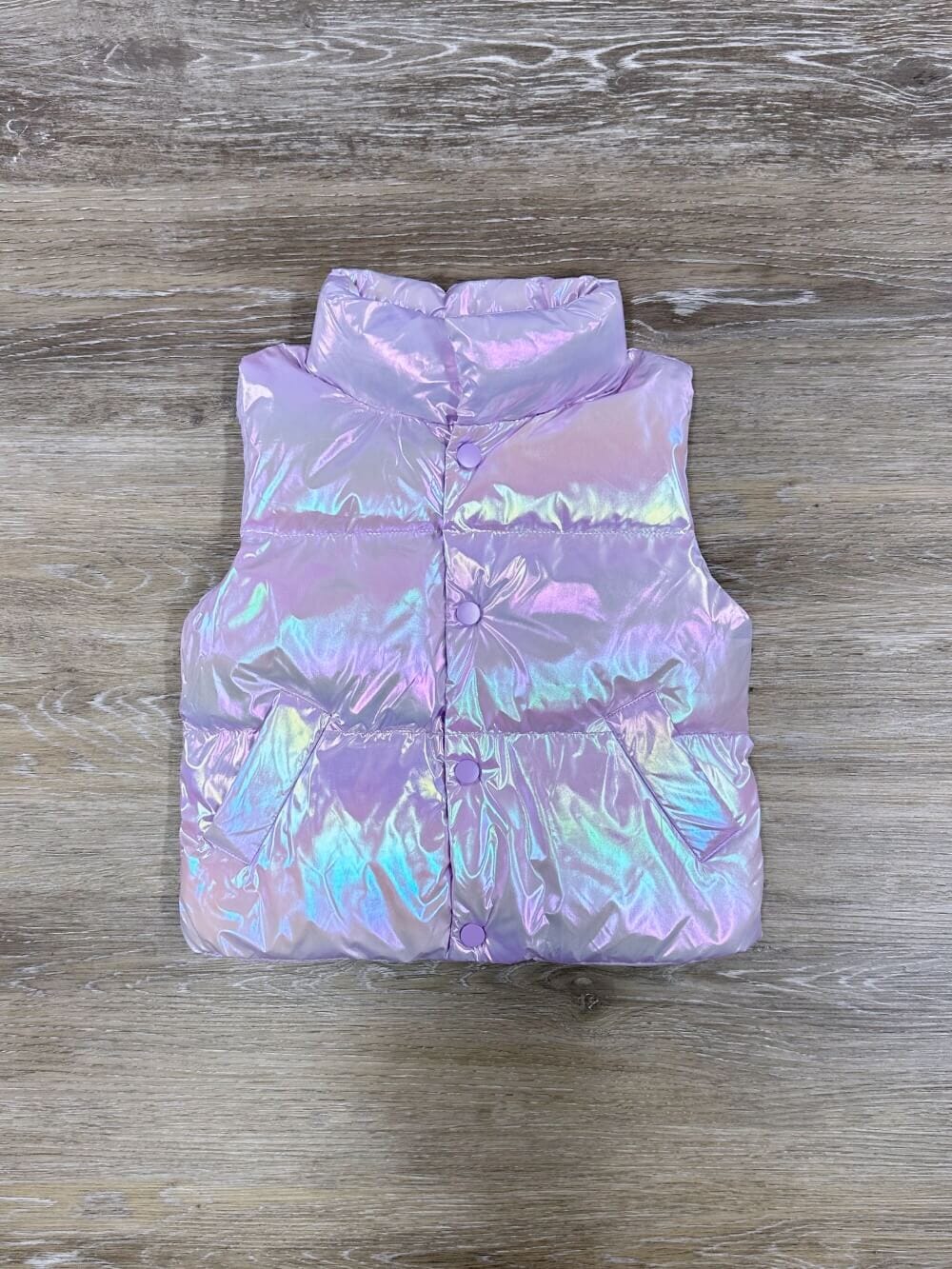 Girls Iridescent Puffer Vest - Lilac - Sydney So Sweet