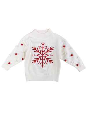 Ivory & Red Snowflake Sweater - Sydney So Sweet
