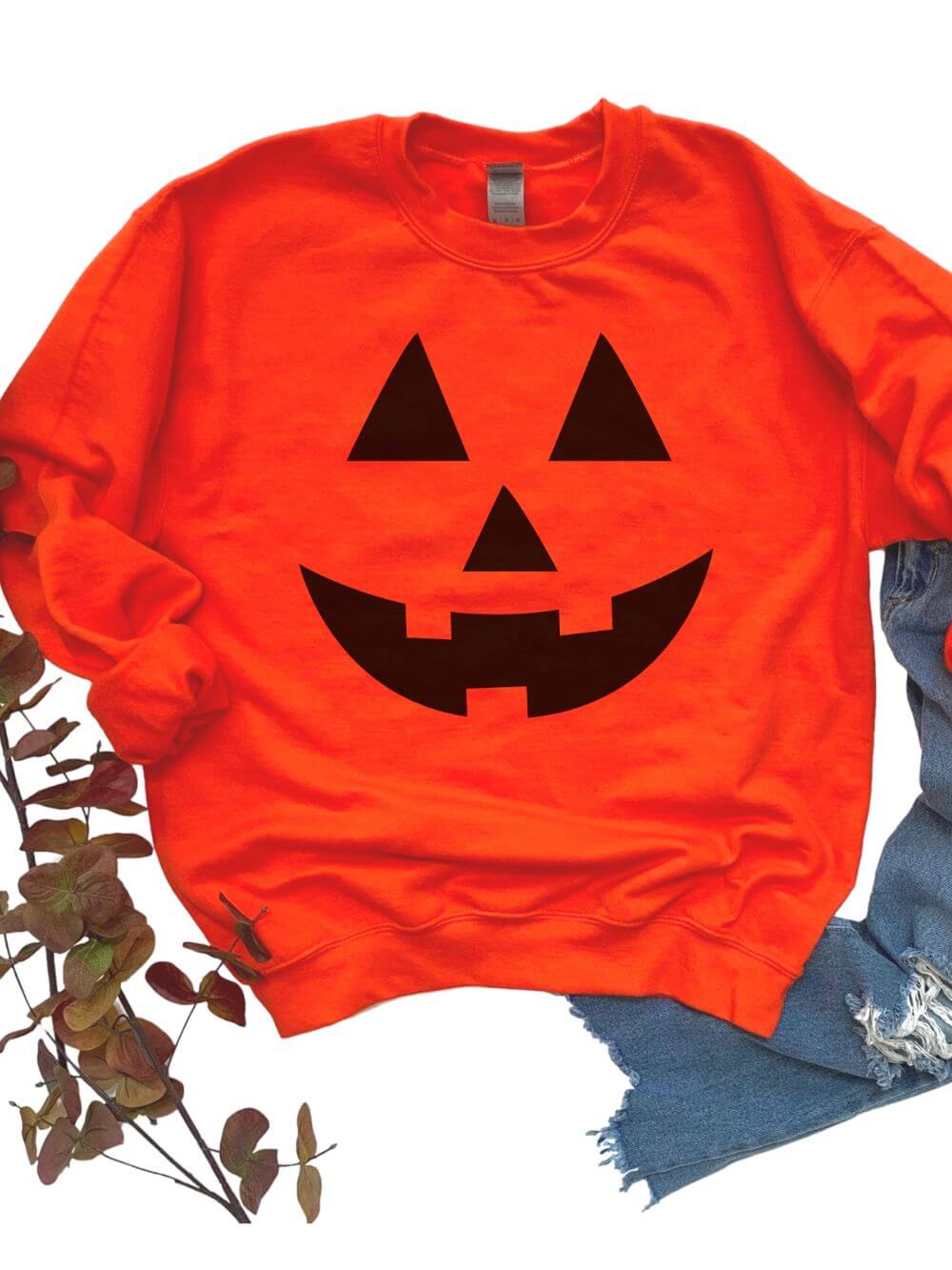 Jack-O-Lantern Face Unisex Heavy Blend Crewneck Embroidered Sweatshirt - Sydney So Sweet