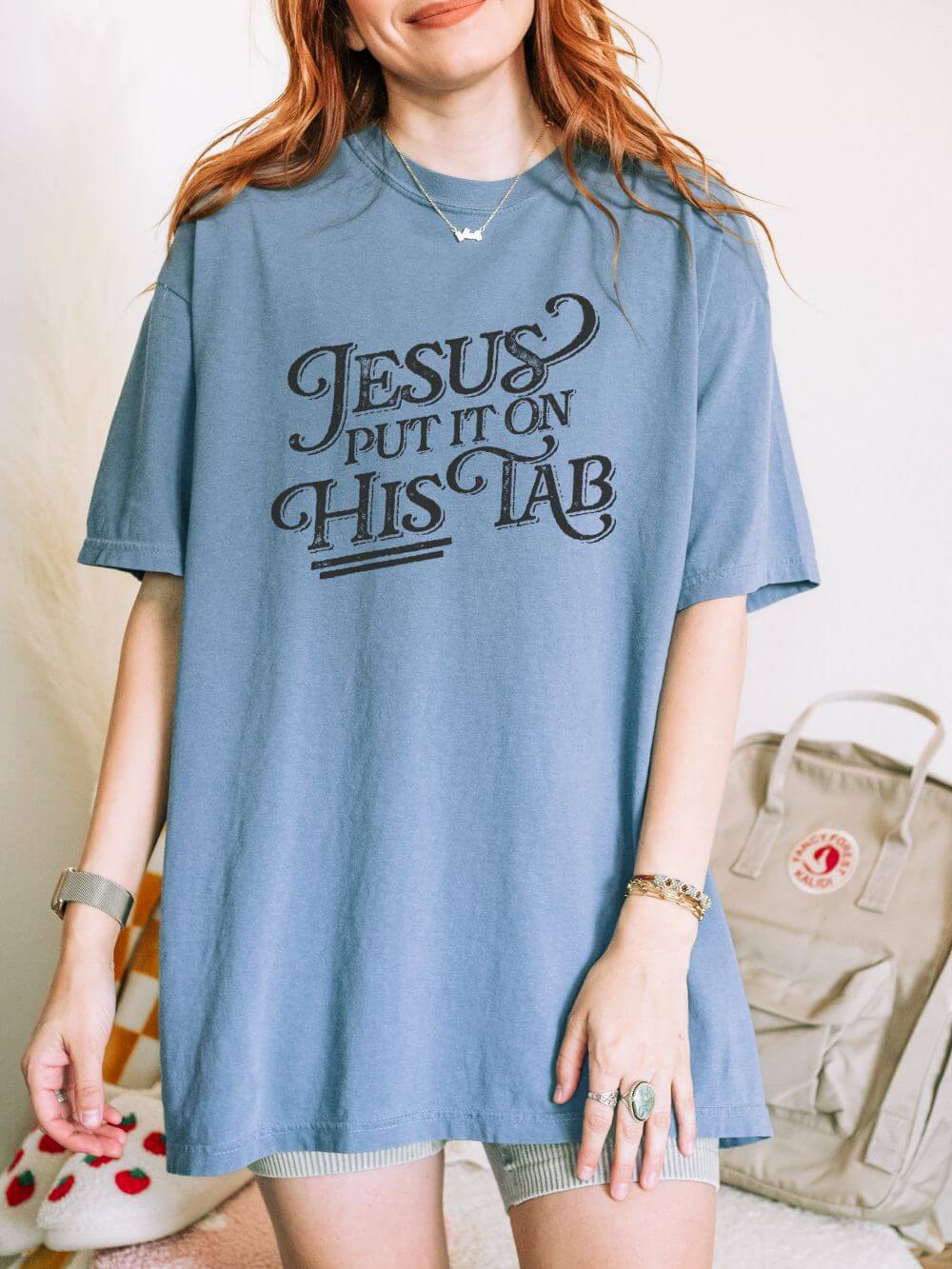 Jesus Put It On His Tab T-Shirt Christian Faith Graphic Unisex Distressed Grunge Tee