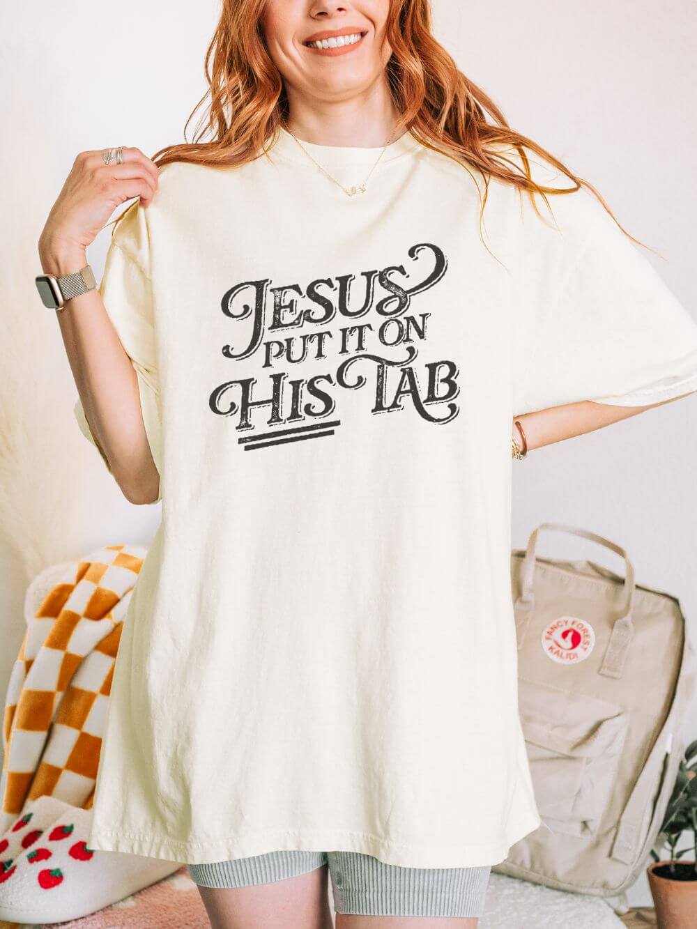 Jesus Put It On His Tab T-Shirt Christian Faith Graphic Unisex Distressed Grunge Tee