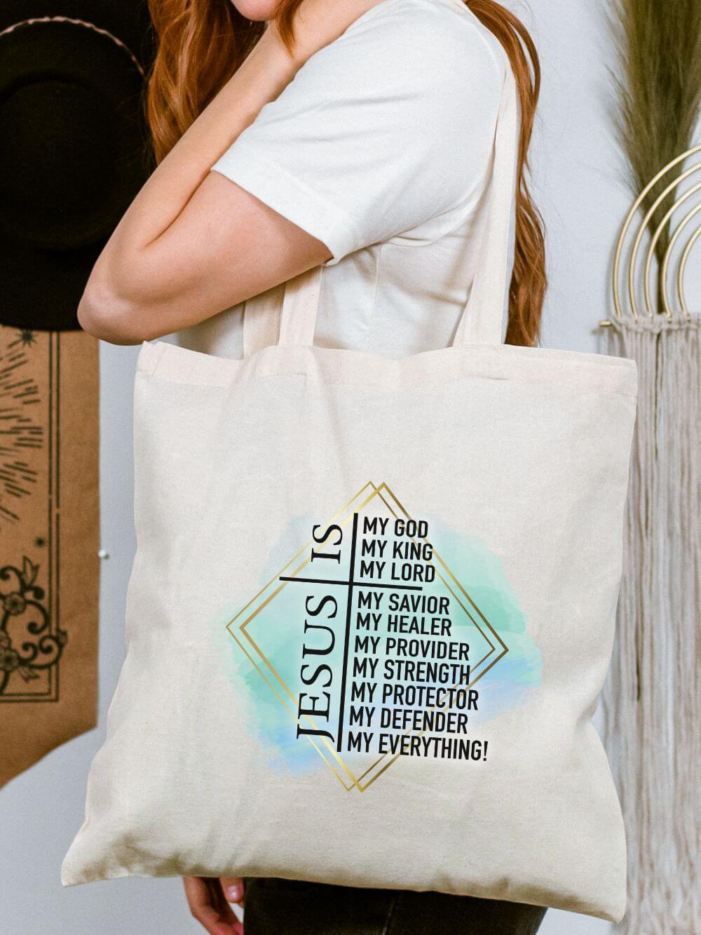 Jesus Is My Everything Christian Inspirational Cotton Canvas Tote Bag