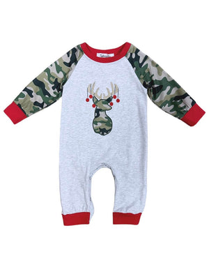 Jingle Deer Boys Camo Long Sleeve Baby Romper - Sydney So Sweet