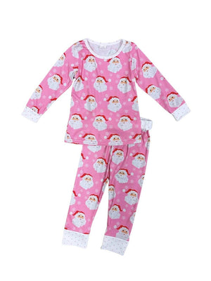 Jolly Old St. Nick Pink Girls Christmas Pajamas - Sydney So Sweet